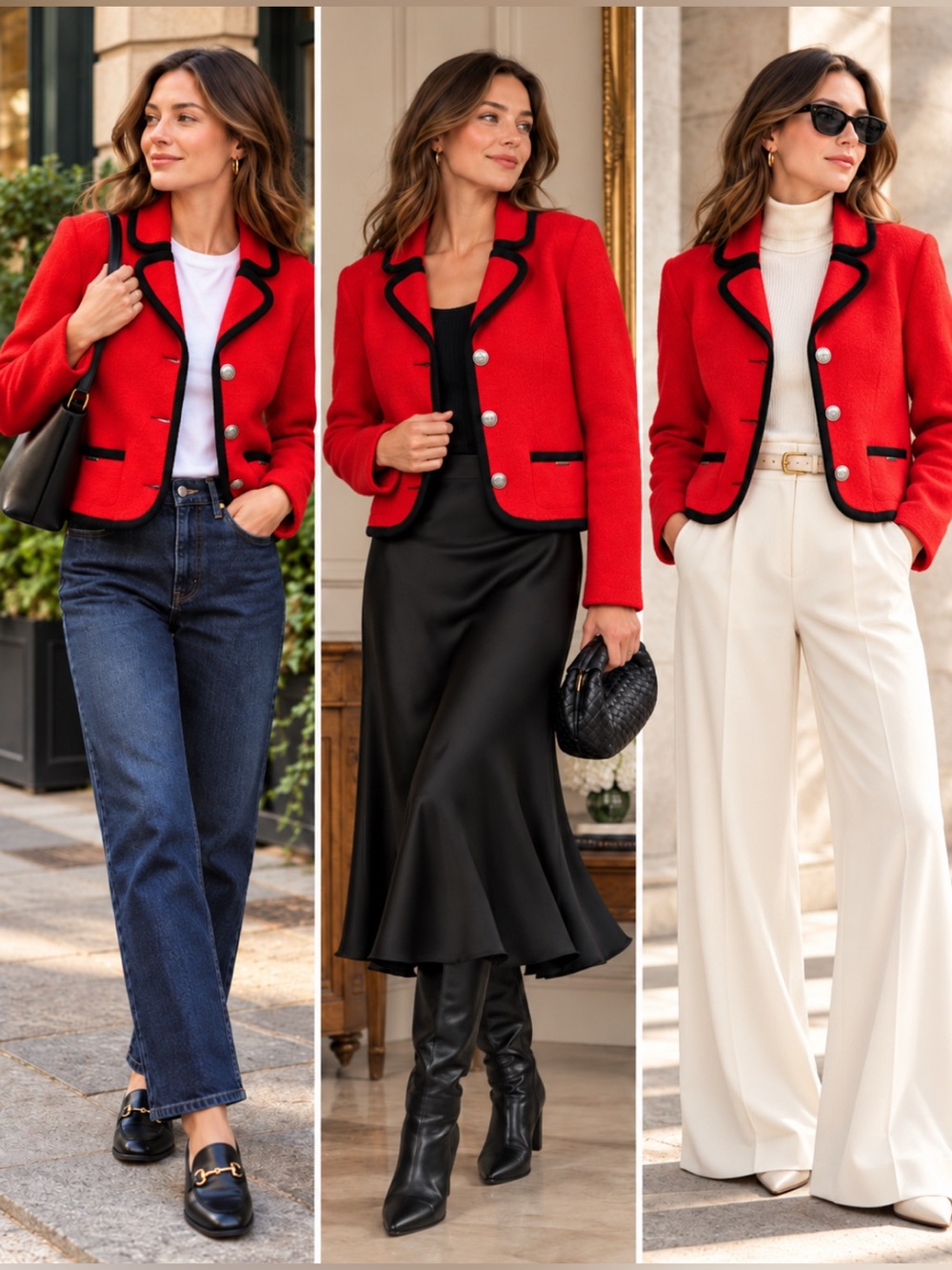 Vintage Geiger Tyrol Austria Red Wool Jacket Blazer Size 42 (US Size M)